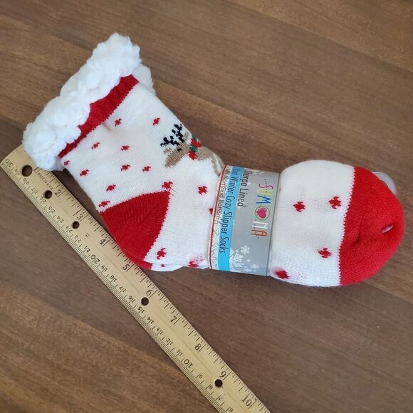 Sumona Sherpa Lined Cabin Socks Knit None Skid Winter Cozy Slipper Set of 3 - Picture 8 of 9